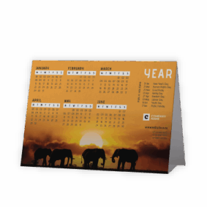 Tent or A-Frame Calendar SA Sunsets Elephants