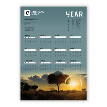 Wall Calendar SA Sunsets Bush