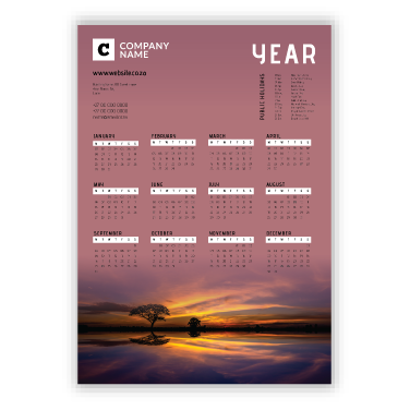 Wall Calendar SA Sunsets African Sky