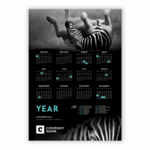 Wall Calendar Black and White Animals Template