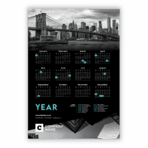 Wall Calendar Black and White City Template