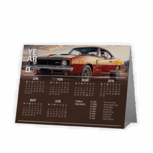 Tent or A-Frame Calendar Vintage Cars Orange