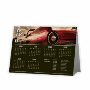 Tent or A-Frame Calendar Vintage Cars Red