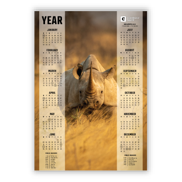 Wall Calendar SA Wildlife Rhino