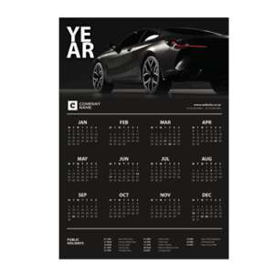 Wall Calendar Sports Cars Black