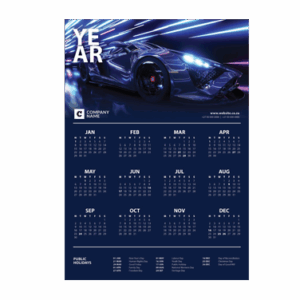 Wall Calendar Sports Cars Blue