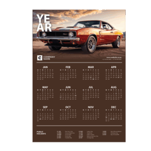 Wall Calendar Vintage Cars Orange