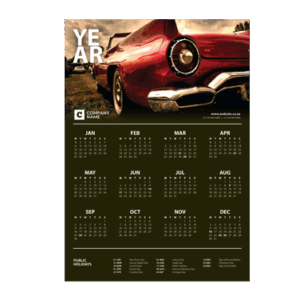 Wall Calendar Vintage Cars Red